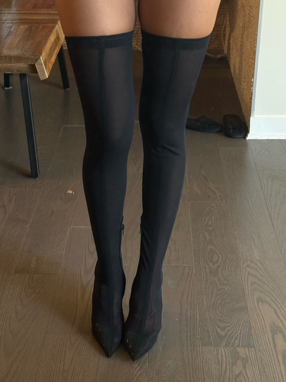 Black Over-the-Knee Stiletto Sock Boots